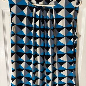 Calvin Klein Blue and Black Geometric Blouse